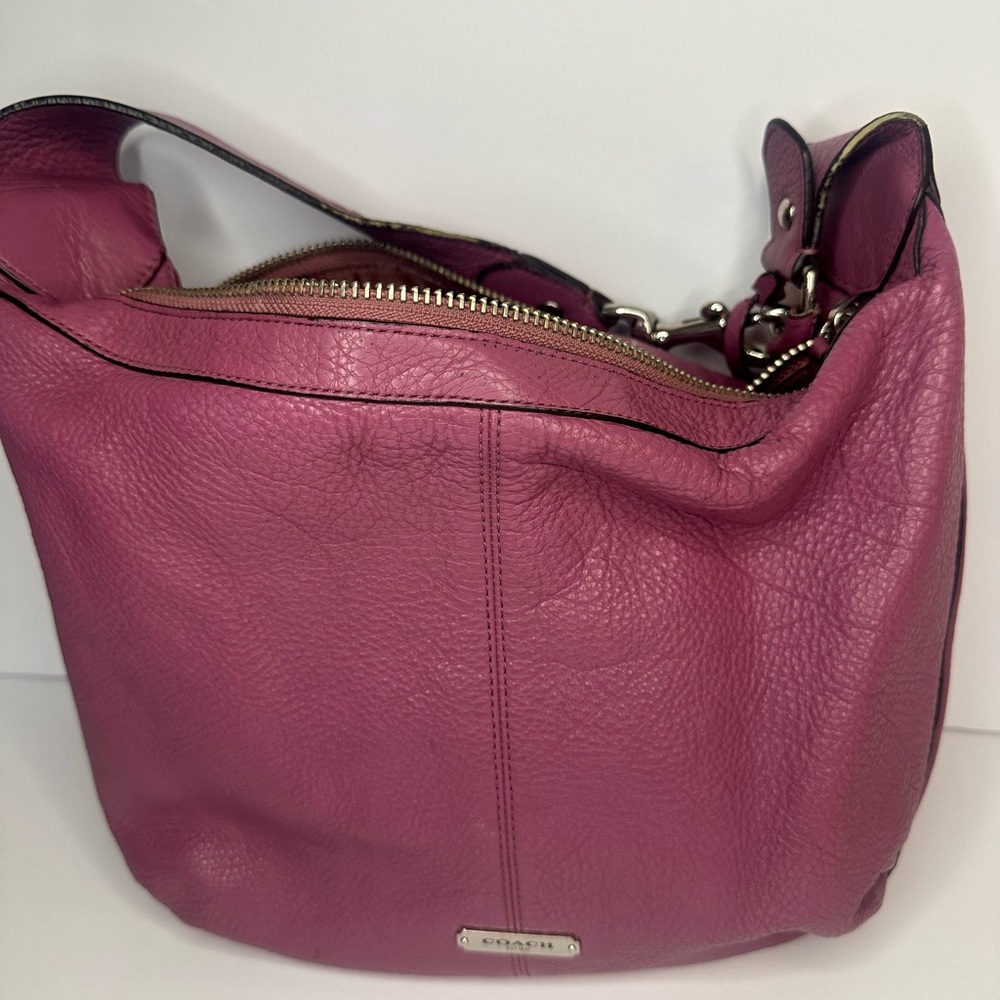 Coach Plum Purple Avery Pebbled Leather  Hobo Shoulder Bag